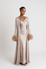 FEATHER SLEEVE ABAYA - CHAMPAGNE