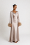 FEATHER SLEEVE ABAYA - CHAMPAGNE