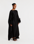 FEATHER KAFTAN - BLACK