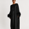 FEATHER KAFTAN - BLACK