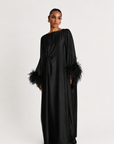 FEATHER KAFTAN - BLACK