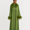 FEATHER BELTED ABAYA - GREEN