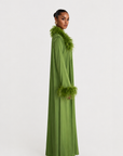 FEATHER BELTED ABAYA - GREEN