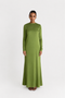 ELAILA LACE UP BACK MAXI DRESS - GREEN