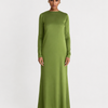 ELAILA LACE UP BACK MAXI DRESS - GREEN