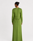ELAILA LACE UP BACK MAXI DRESS - GREEN