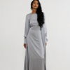TIE DETAIL ABAYA - SILVER