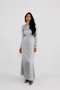 ELAILA LACE UP BACK MAXI DRESS - SILVER