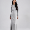 ELAILA LACE UP BACK MAXI DRESS - SILVER