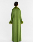 FEATHER BELTED ABAYA - GREEN