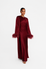 FEATHER SLEEVE ABAYA - BURGUNDY