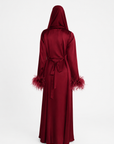 FEATHER SLEEVE ABAYA - BURGUNDY