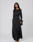 ÉNORA TIE DETAIL MAXI DRESS - BLACK