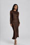 ELAILA LACE UP BACK MAXI DRESS - CHOCOLATE