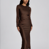 ELAILA LACE UP BACK MAXI DRESS - CHOCOLATE