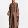 FEATHER KAFTAN - BROWN
