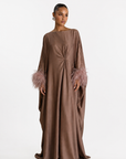 FEATHER KAFTAN - BROWN