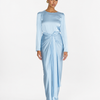 DRAPE SKIRT & LONG SLEEVE TOP - BLUE