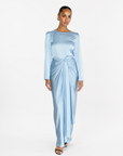 DRAPE SKIRT & LONG SLEEVE TOP - BLUE