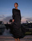 ÉNORA TIE DETAIL MAXI DRESS - BLACK