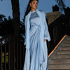 DRAPE SKIRT & LONG SLEEVE TOP - BLUE