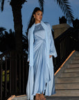 DRAPE SKIRT & LONG SLEEVE TOP - BLUE