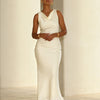 HIGH COWL NECK MAXI DRESS - CREAM
