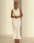 STUDIO COWL NECK MAXI DRESS - CREAM