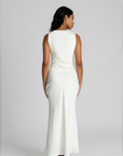 HIGH COWL NECK MAXI DRESS - CREAM