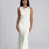 HIGH COWL NECK MAXI DRESS - CREAM