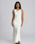 HIGH COWL NECK MAXI DRESS - CREAM