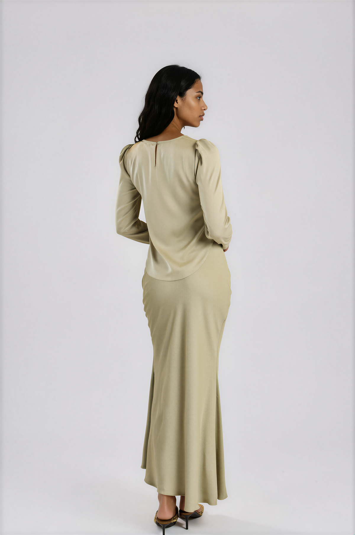 Bias Cut Skirt &amp; Long Sleeve Top - Pistachio