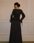 ÉNORA TIE DETAIL MAXI DRESS - BLACK