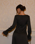ÉNORA TIE DETAIL MAXI DRESS - BLACK
