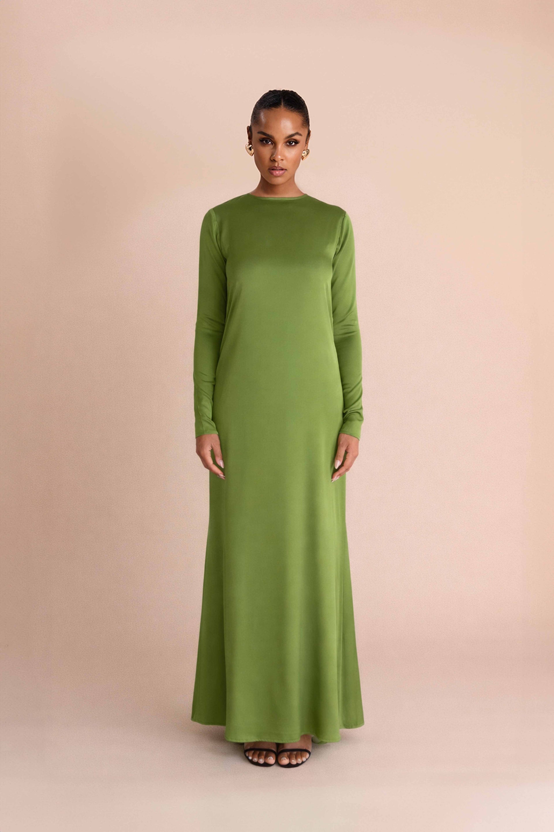 ELAILA LACE UP BACK MAXI DRESS - GREEN Lama Studios ELAILA LACE UP BACK MAXI DRESS - GREEN Lama Studios