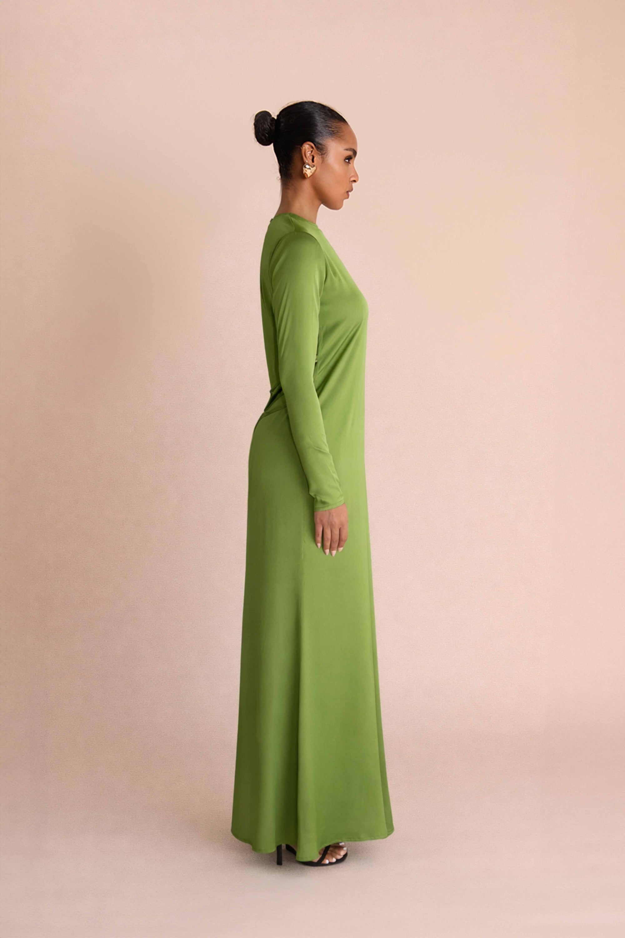 ELAILA LACE UP BACK MAXI DRESS - GREEN Lama Studios ELAILA LACE UP BACK MAXI DRESS - GREEN Lama Studios