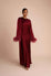 FEATHER SLEEVE ABAYA - BURGUNDY