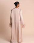 FEATHER SLEEVE ABAYA - DUSTY PINK