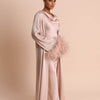 FEATHER SLEEVE ABAYA - DUSTY PINK