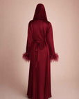 FEATHER SLEEVE ABAYA - BURGUNDY