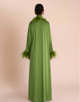 FEATHER BELTED ABAYA - GREEN