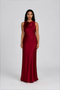 HIGH COWL NECK MAXI DRESS - BURGUNDY