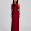 HIGH COWL NECK MAXI DRESS - BURGUNDY