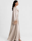 Feather Sleeve Abaya Champagne