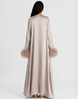 Feather Sleeve Abaya Champagne
