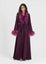 Feather Belted Abaya Mulberry