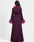 Feather Belted Abaya Mulberry