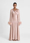Feather Sleeve Abaya Dusty Pink