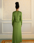 ELAILA LACE UP BACK MAXI DRESS - GREEN