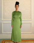 ELAILA LACE UP BACK MAXI DRESS - GREEN